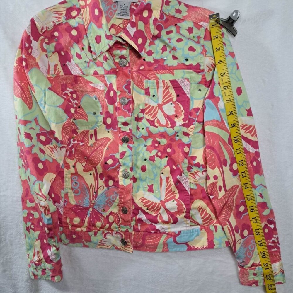 Birch Hill Casual Women's Jewel Jacket Size Medium‎ Pink Multicolor - Picture 7 of 11